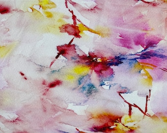 Digitally Printed Viscose Jersey Fabric Como Watercolour Marble Wash Paint