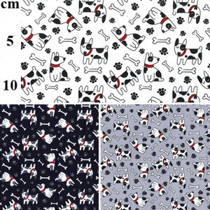 100% Cotton Poplin Fabric Rose & Hubble Cartoon Dogs Puppies Spotty Puppy
