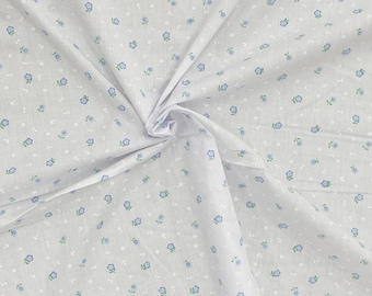 Polycotton Fabric Mini Ditsy Tiny Stem Floral Flowers Leaves Willow Avenue