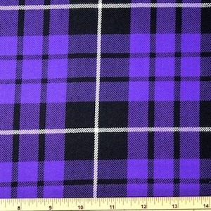 Polyviscose Tartan Fabric Fashion Black Purple 61 Scottish Plaid Check Woven