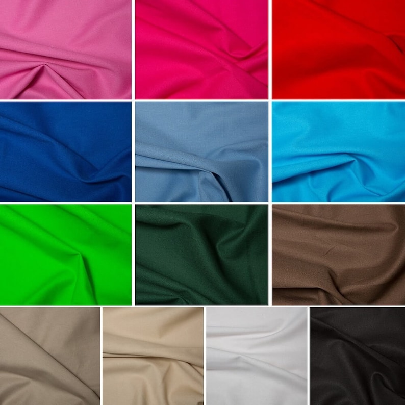 K&ouml;nnte beinhalten: Eine Sammlung von Stoffmustern in verschiedenen Farben, darunter Pink, Rot, Blau, Gr&uuml;n, Braun, Beige, Wei&szlig; und Schwarz. Der Stoff ist glatt und hat einen leichten Glanz.