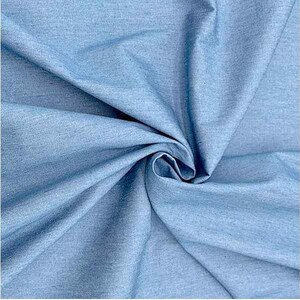 4oz Washed Denim Fabric 100% Cotton 145cm Wide Soft Lightweight Light Blue
