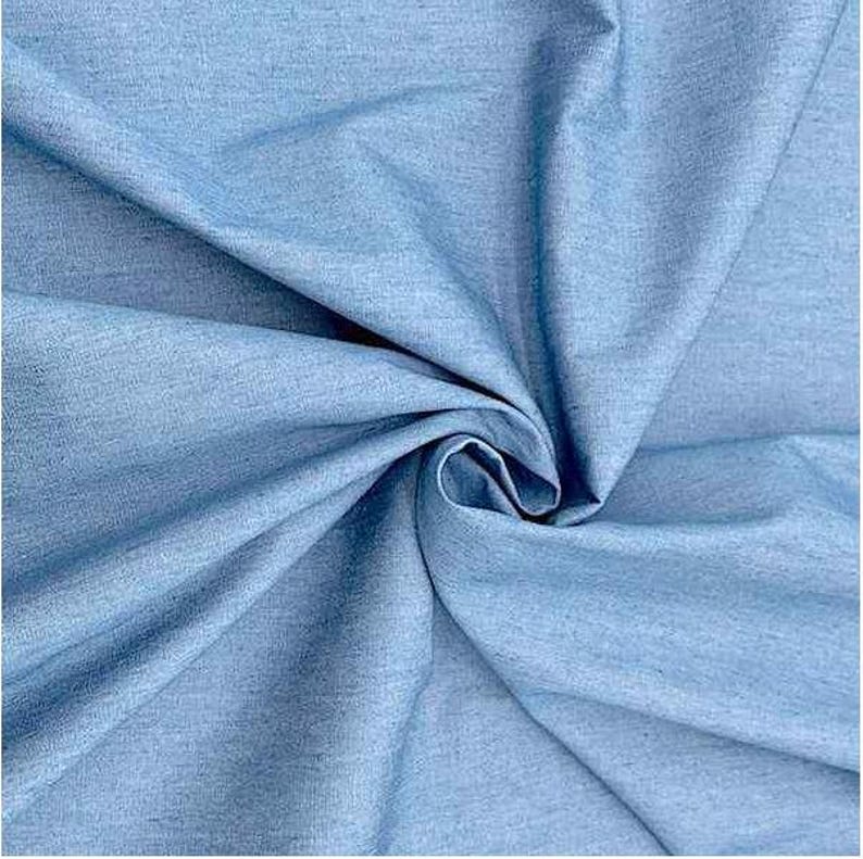 4oz Washed Denim Fabric 100% Cotton 145cm Wide Soft Lightweight Light Blue