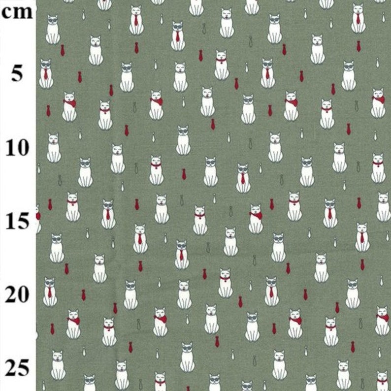 100 Cotton Poplin Fabric Rose & Hubble Sitting Cats Cool Ties Etsy UK