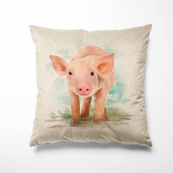 Cotton Rich Linen Look Fabric Pig Piglet Piggy Or Panel Upholstery 