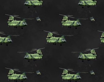 Battlezone Airforce Helicopters Chinook Kennard & Kennard 100% Cotton Fabric