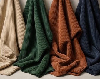 Plain 4.5 Wale Cotton Corduroy Fabric John Louden Soft Jumbo Cord 140cm Wide