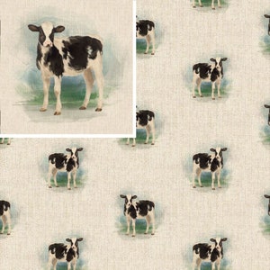 Cotton Rich Linen Look Fabric Farm Dairy Cow Or Panel Upholstery