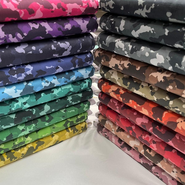 100% Cotton Poplin Fabric Crafty Cottons Army Camouflage Military Colourful