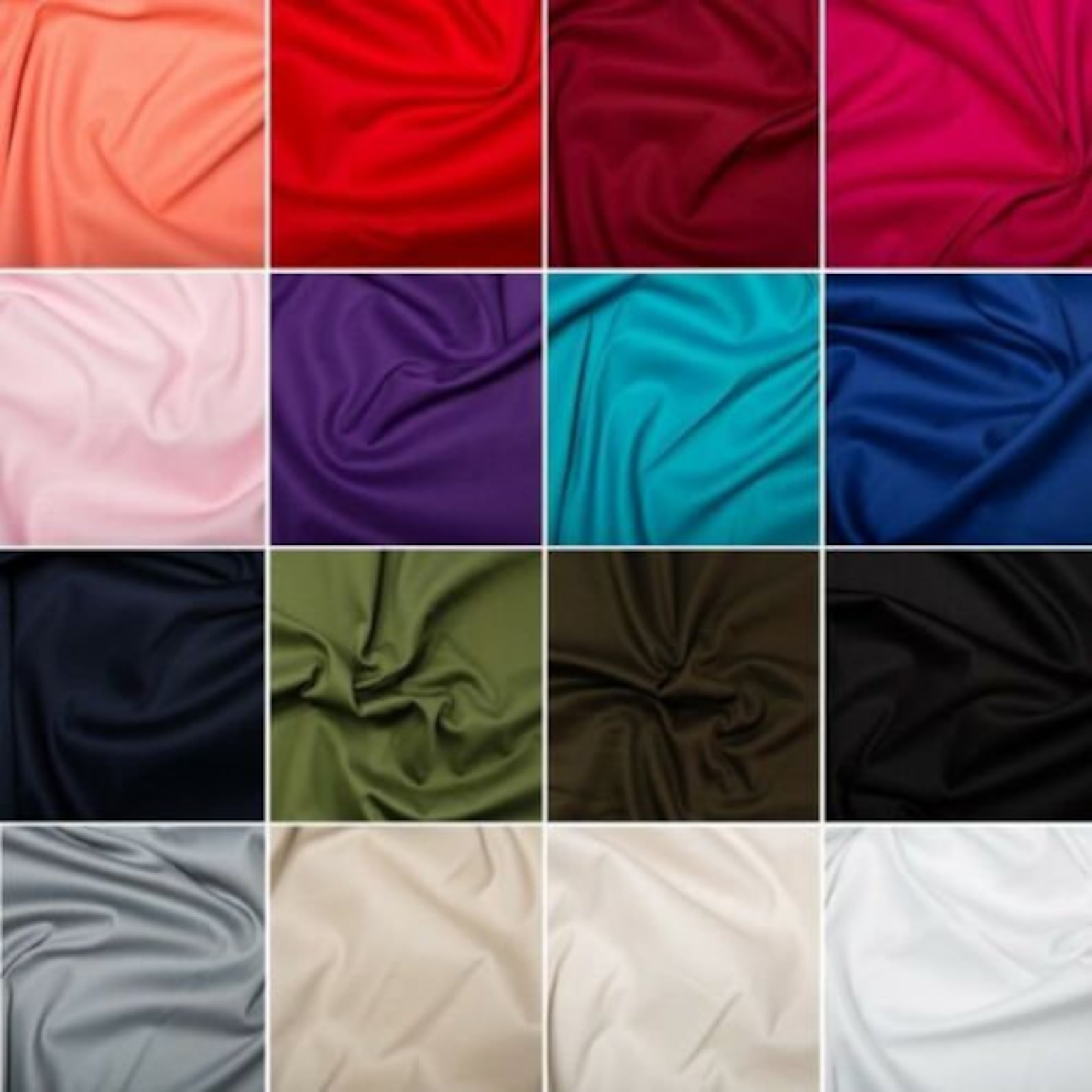 Cotton Stretch Sateen Fabric Plain Coloured Spandex Material Etsy