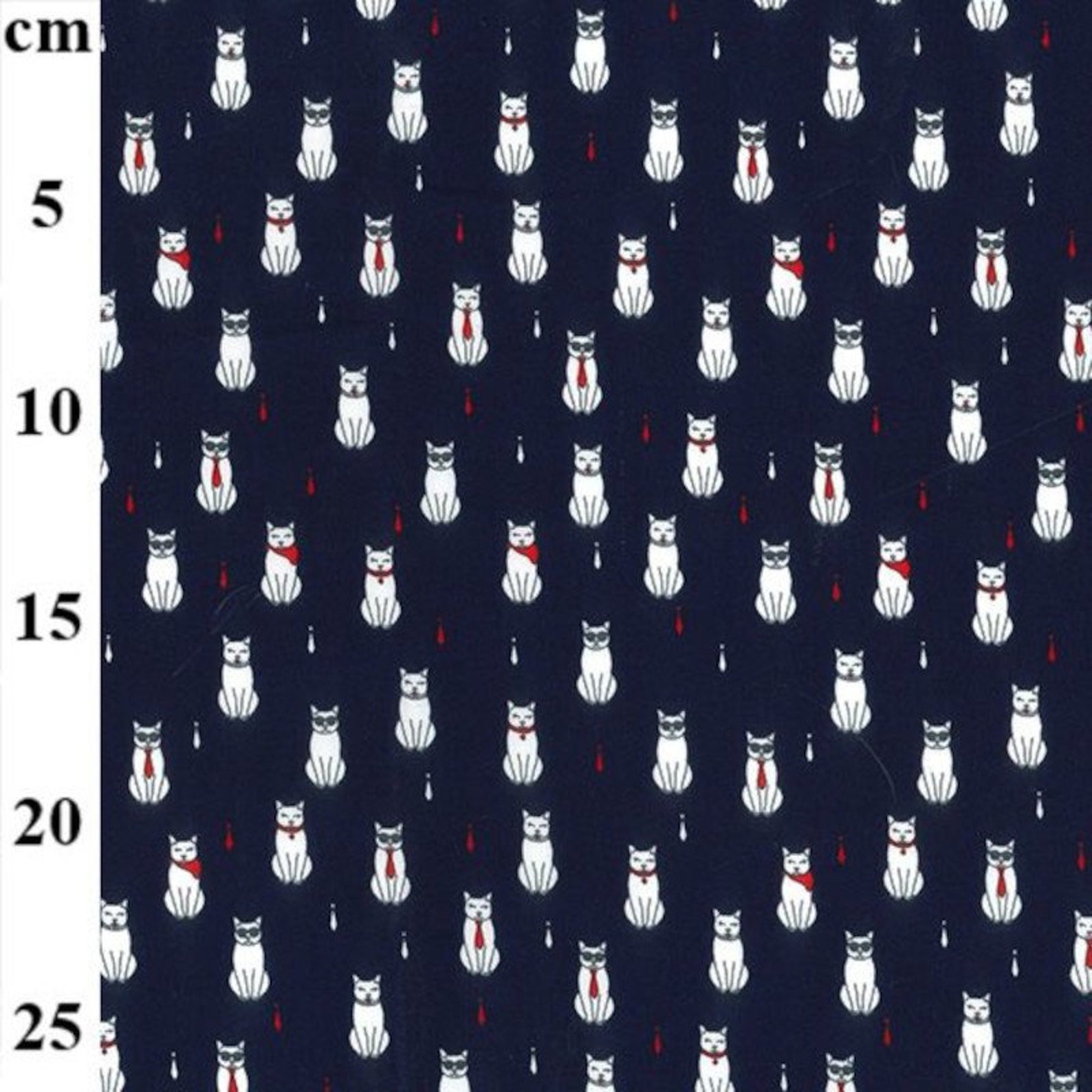 100 Cotton Poplin Fabric Rose & Hubble Sitting Cats Cool Ties Etsy UK