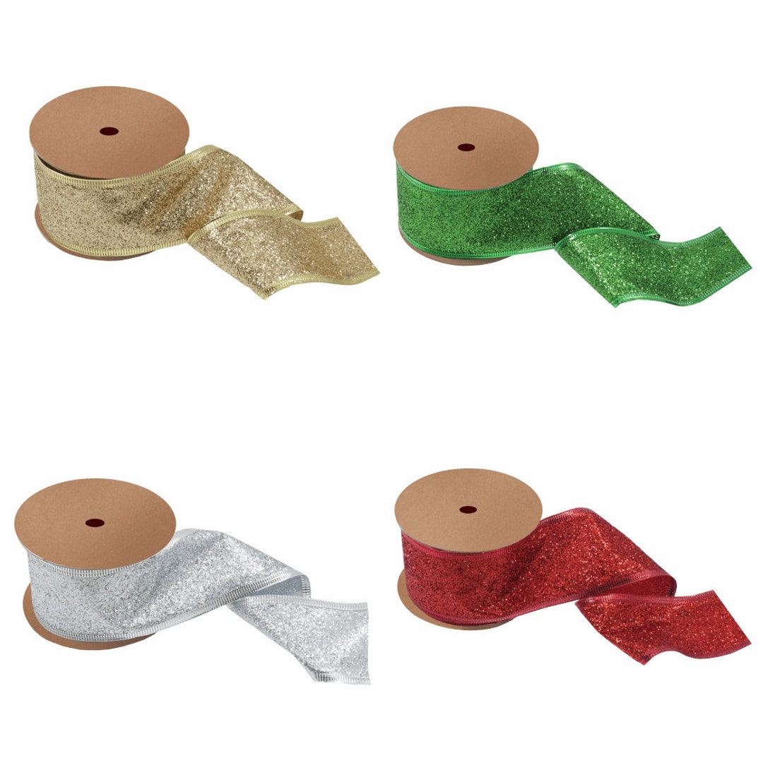63mm Glitter Sparkle Ribbon Festive Party Sparkly Christmas Gift