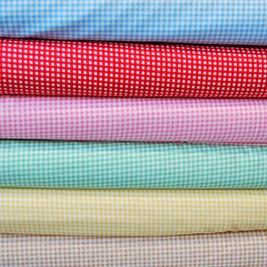 100% Cotton Poplin Fabric Rose & Hubble Mini Check Gingham Plaid Summer Bild 1
