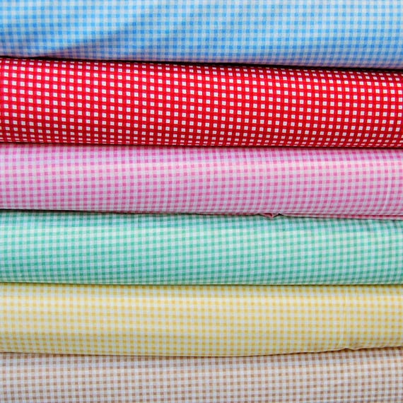 100% Cotton Poplin Fabric Rose & Hubble Mini Check Gingham Plaid Summer
