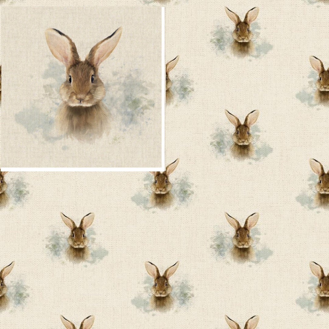 Cotton Rich Linen Look Fabric Bunny Rabbit or Panel Upholstery - Etsy