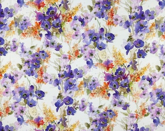 Digitally Printed Viscose Jersey Fabric Italian Watercolour Floral Dixon Way