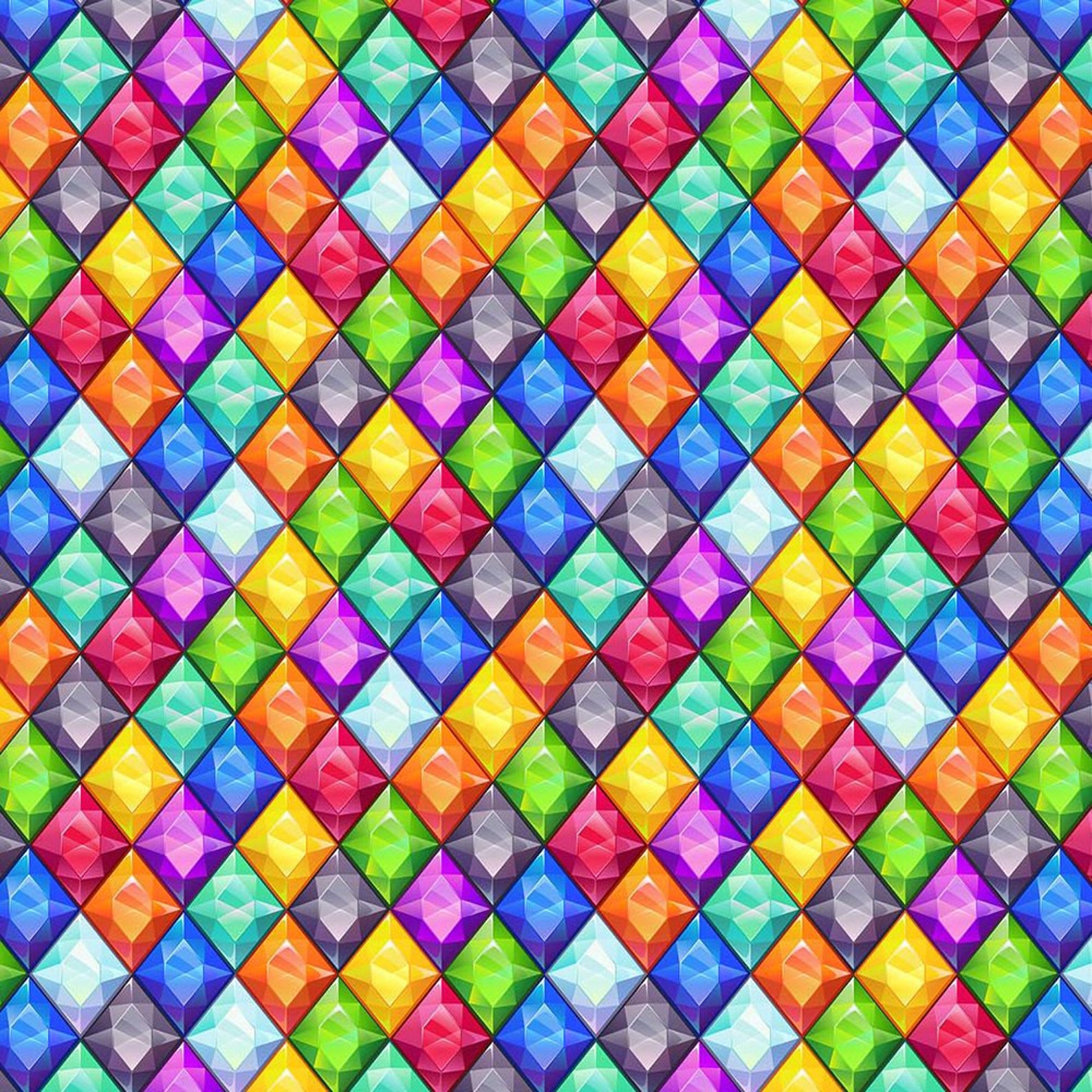 100 Cotton Digital Fabric Rainbow Jewels Diamond Shapes Etsy UK