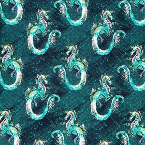100% Cotton Digital Fabric Sea Dragons 140cm Wide Crafty image 2