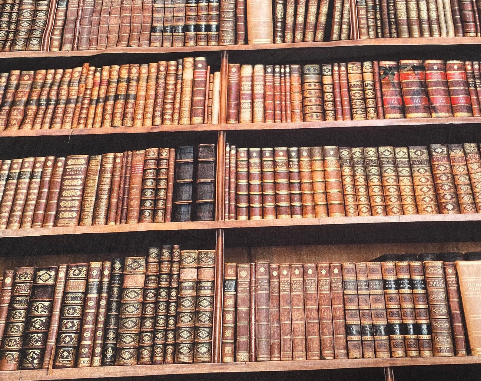 Cotton Rich Linen Look Fabric Bookcase Library Books Etsy