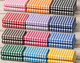 Polycotton Fabric 1/8" Gingham Check Material Dress Craft Uniform Checked