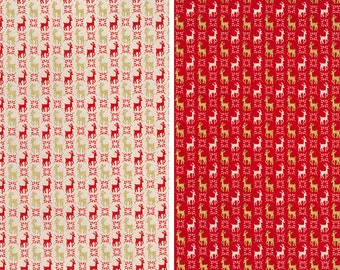 100% Cotton Fabric John Louden Christmas Reindeer Starburst Star Xmas Festive