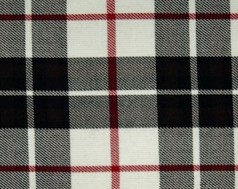 Polyviscose Tartan Fabric Fashion Black Grey Scottish Plaid Check Woven
