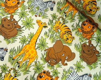 100% Cotton Poplin Fabric Rose & Hubble Safari Animals Wildlife Giraffe Lion