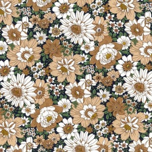 100% Cotton Poplin Fabric Rose & Hubble Bunched Flowers River Road