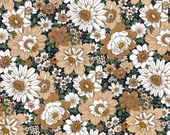 100% Cotton Poplin Fabric Rose & Hubble Bunched Flowers River Road