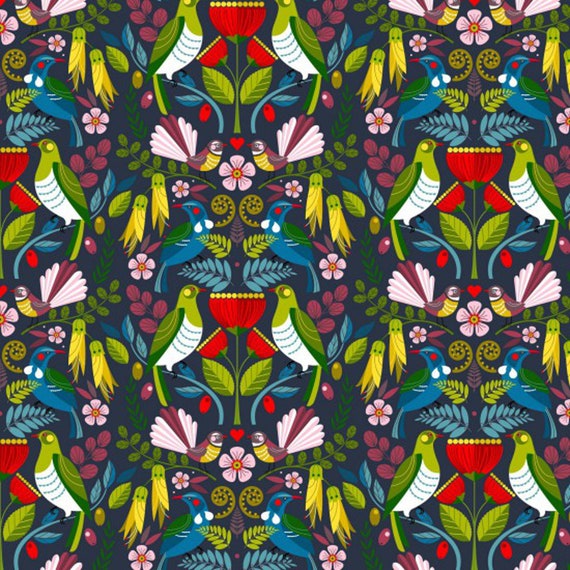 Folk Tails Floral on Blue Folk Tails Floral on Blue