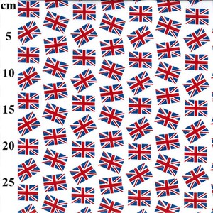 Polycotton Fabric White Union Jack Flags British UK image 2