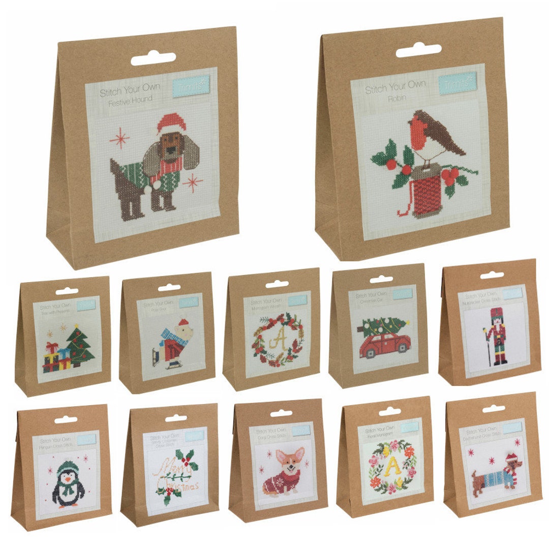 Trimits Mini Counted Cross Stitch Kit Christmas Festive Designs Xmas ...