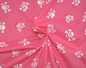 Polycotton Fabric Halloween Pirate Skull Crossbones Bandana Eyepatch Spooky Pink