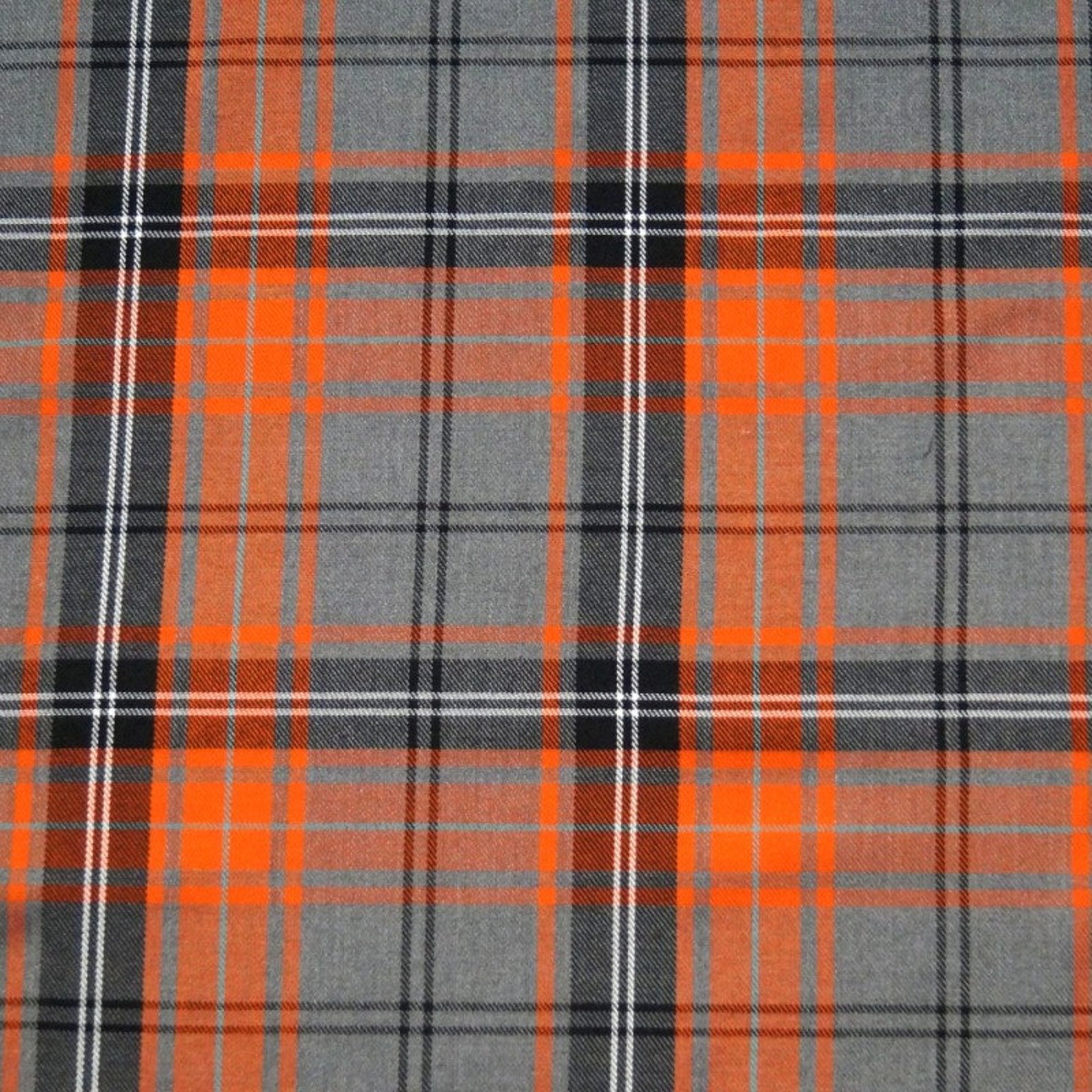 Polyviscose Tartan Fabric Fashion Orange Grey Scottish Plaid Etsy