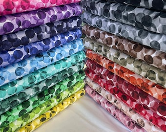 100% Cotton Poplin Fabric Crafty Cottons Bokeh Polka Dots Bubbles Circles Spots