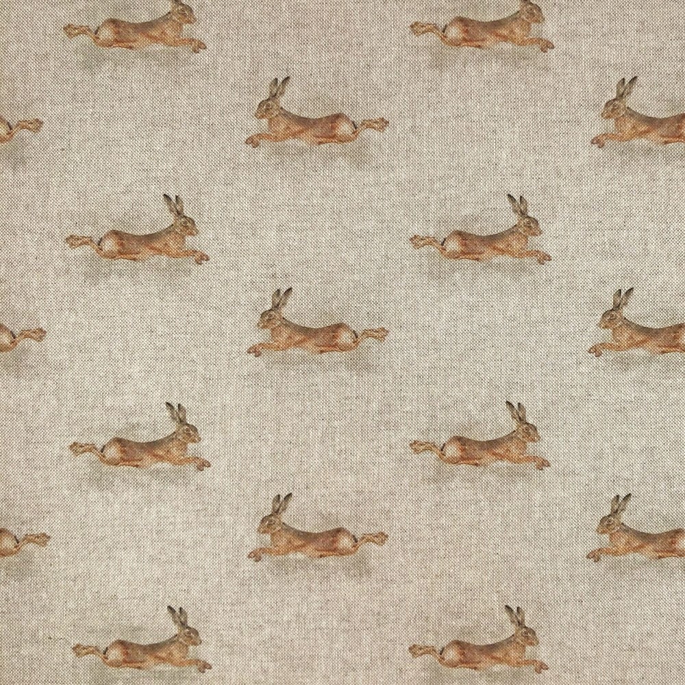 Cotton Rich Linen Look Fabric Leaping Hare Rabbit or Panel - Etsy UK