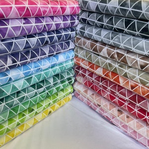 100% Cotton Poplin Fabric Crafty Cottons Geometric Triangles Bunting Tonal