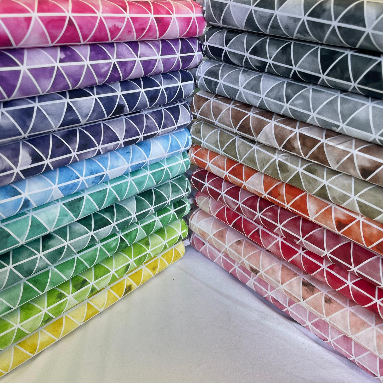 100 Cotton Poplin Fabric Crafty Cottons Geometric Triangles Etsy