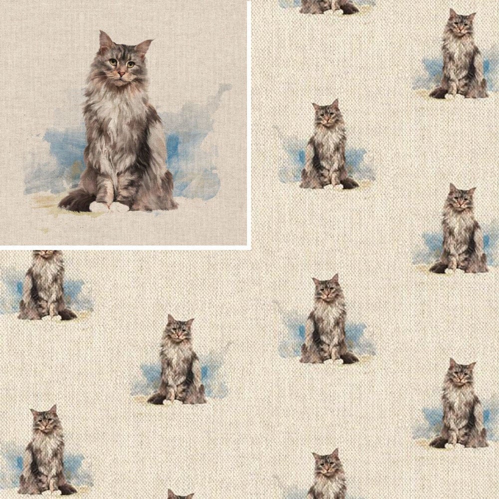 Cotton Rich Linen Look Fabric Sitting Cat or Panel Upholstery Etsy UK