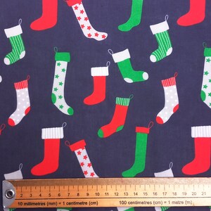 Polycotton Fabric Christmas Xmas Festive Hanging Stockings Stars Multicoloured