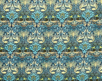 100% Cotton Digital Fabric William Morris Floral Peacock and Dragon 112cm Wide