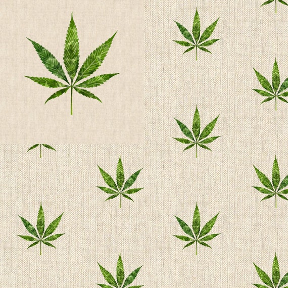 Cotton Rich Linen Look Fabric Hemp Leaf Or Panel Upholstery