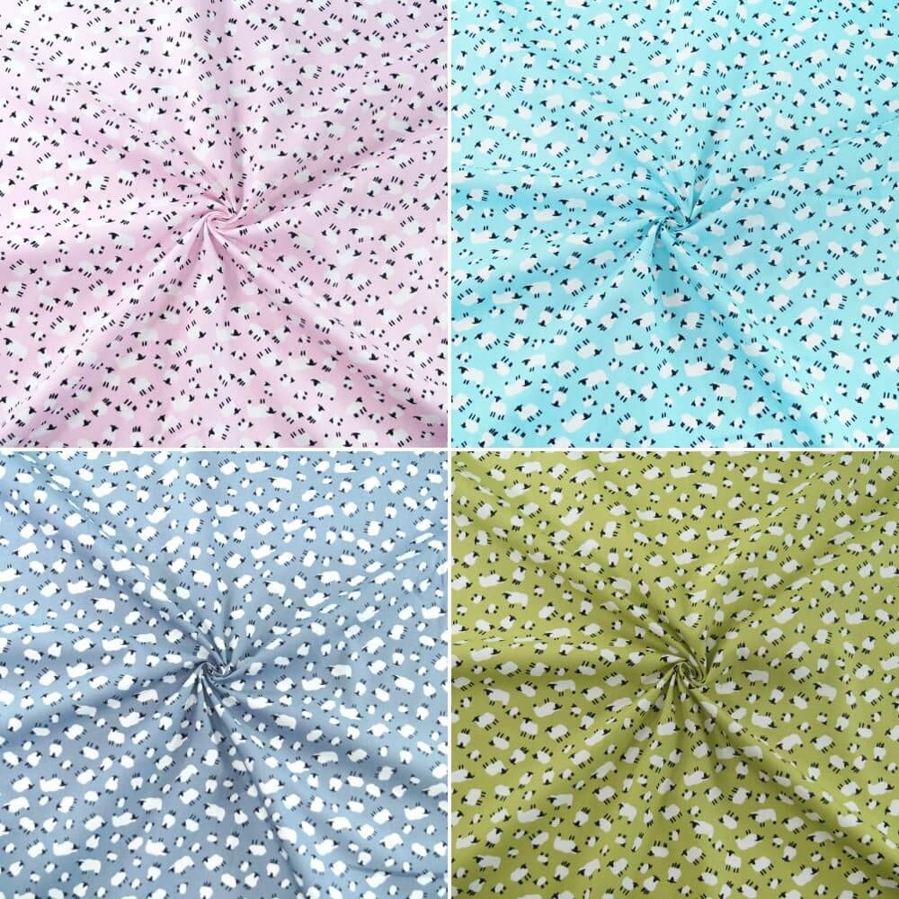 100% Cotton Poplin Fabric Rose & Hubble Adult Sheep Little Lambs Farm Animal