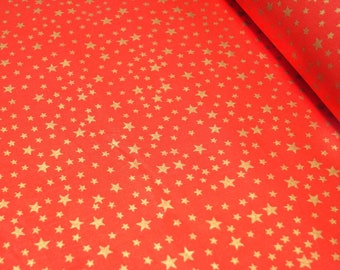 100% Cotton Fabric Lifestyle Christmas Festive Gold Stars Xmas 140cm Wide