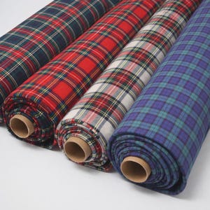 100% Brushed Cotton Fabric Tartan Wincyette Flannel Royal Stewart Black Watch image 1