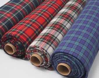 100% Brushed Cotton Fabric Tartan Wincyette Flannel Royal Stewart Black Watch