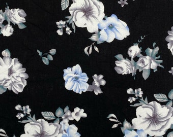 100% Viscose Fabric Rose Floral Flower Metheringham Close Summer 140cm Wide