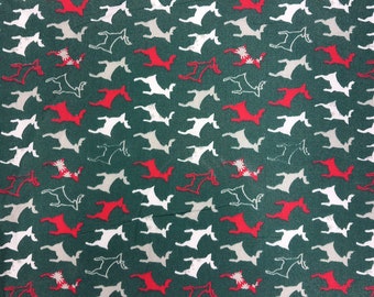 Polycotton Fabric Christmas Xmas Festive Reindeer Stag Deer Snowflake Stars