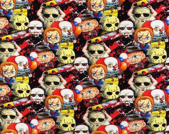 100% Cotton Digital Fabric Massacre Villains Halloween 140cm Wide