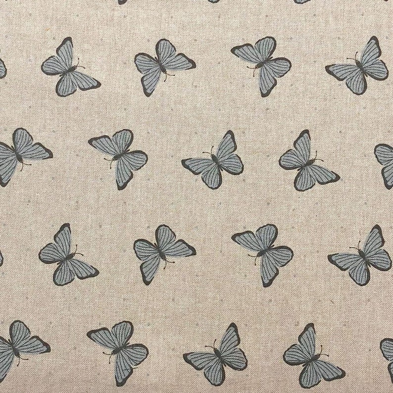 Cotton Rich Linen Look Fabric Butterfly Butterflies Upholstery Etsy UK